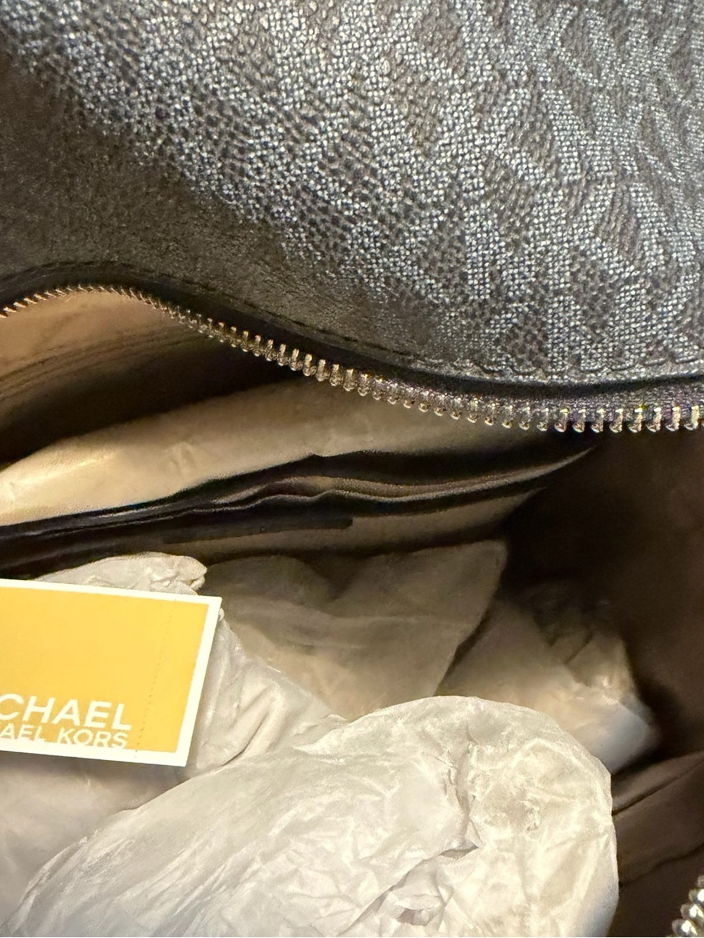 Michael Kors Navy Signature MK Monogram Backpack with Gold Hardware - Picture 3 of 3